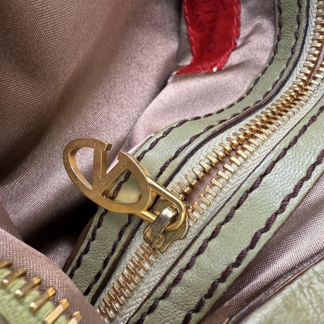Valentino Garavani Hand Bag Tote Purse Logo Leather Authentic