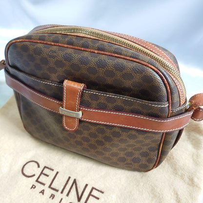 CELINE shoulder bag Purse Macadam Brown Used Authentic Women's
