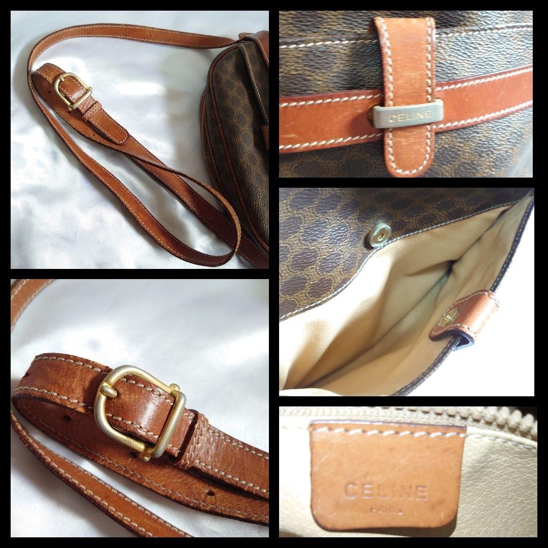 CELINE shoulder bag Purse Macadam Brown Used Authentic Women's