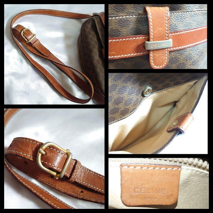 CELINE shoulder bag Purse Macadam Brown Used Authentic Women's