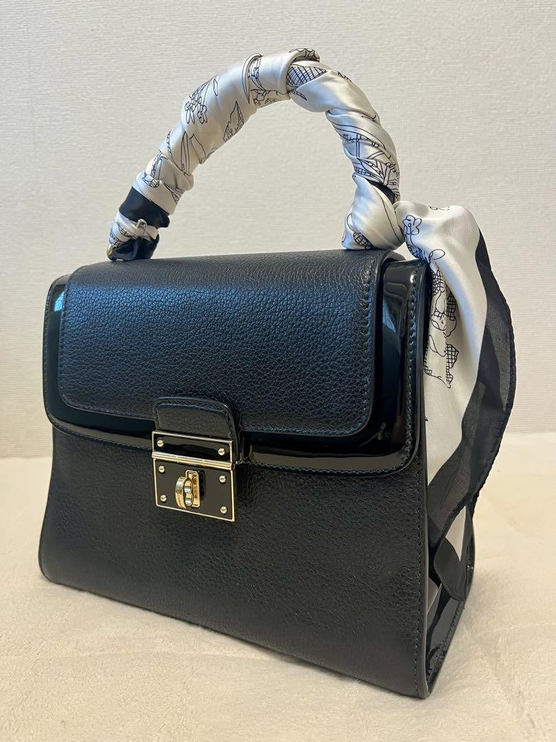 Dolce & Gabbana Hand Bag Tote Purse Leather Black Authentic