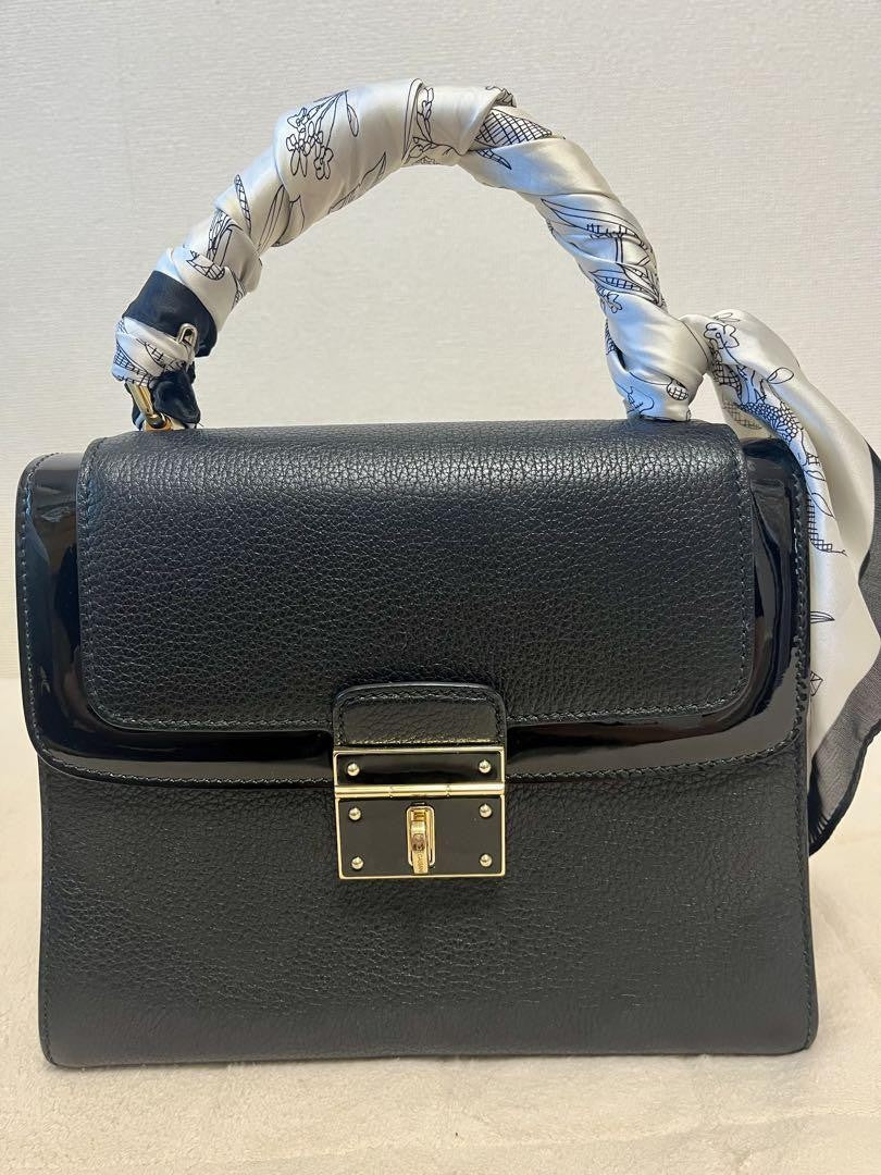 Dolce & Gabbana Hand Bag Tote Purse Leather Black Authentic