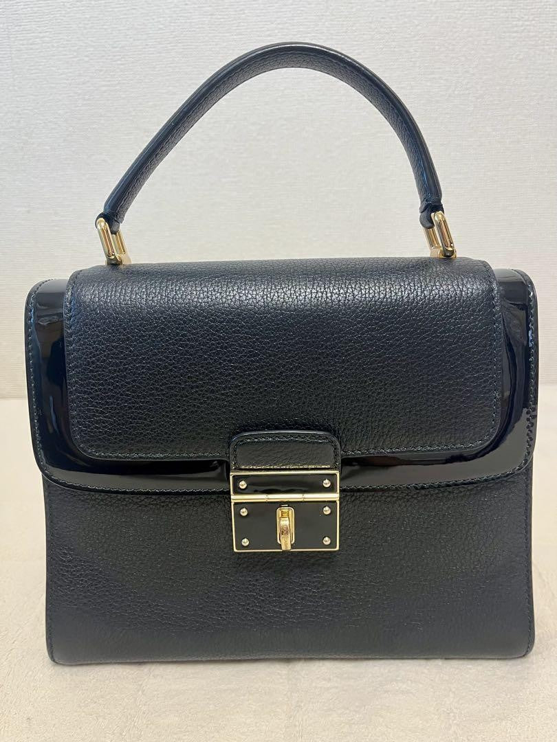 Dolce & Gabbana Hand Bag Tote Purse Leather Black Authentic