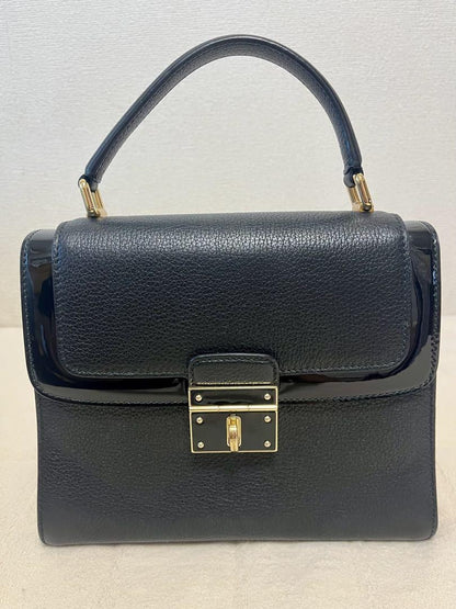 Dolce & Gabbana Hand Bag Tote Purse Leather Black Authentic