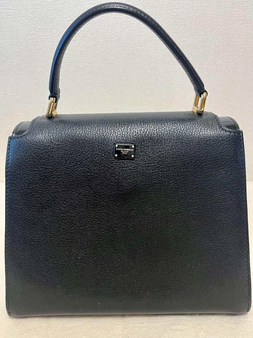 Dolce & Gabbana Hand Bag Tote Purse Leather Black Authentic