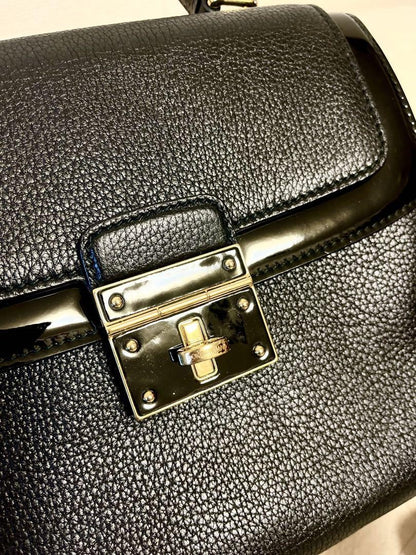 Dolce & Gabbana Hand Bag Tote Purse Leather Black Authentic