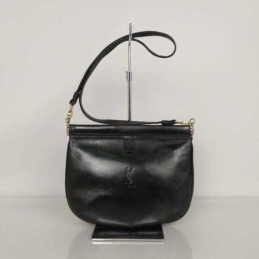 Saint Laurent Shoulder Bag Purse YSL Cassandra Leather Black Authentic