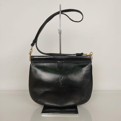 Saint Laurent Shoulder Bag Purse YSL Cassandra Leather Black Authentic