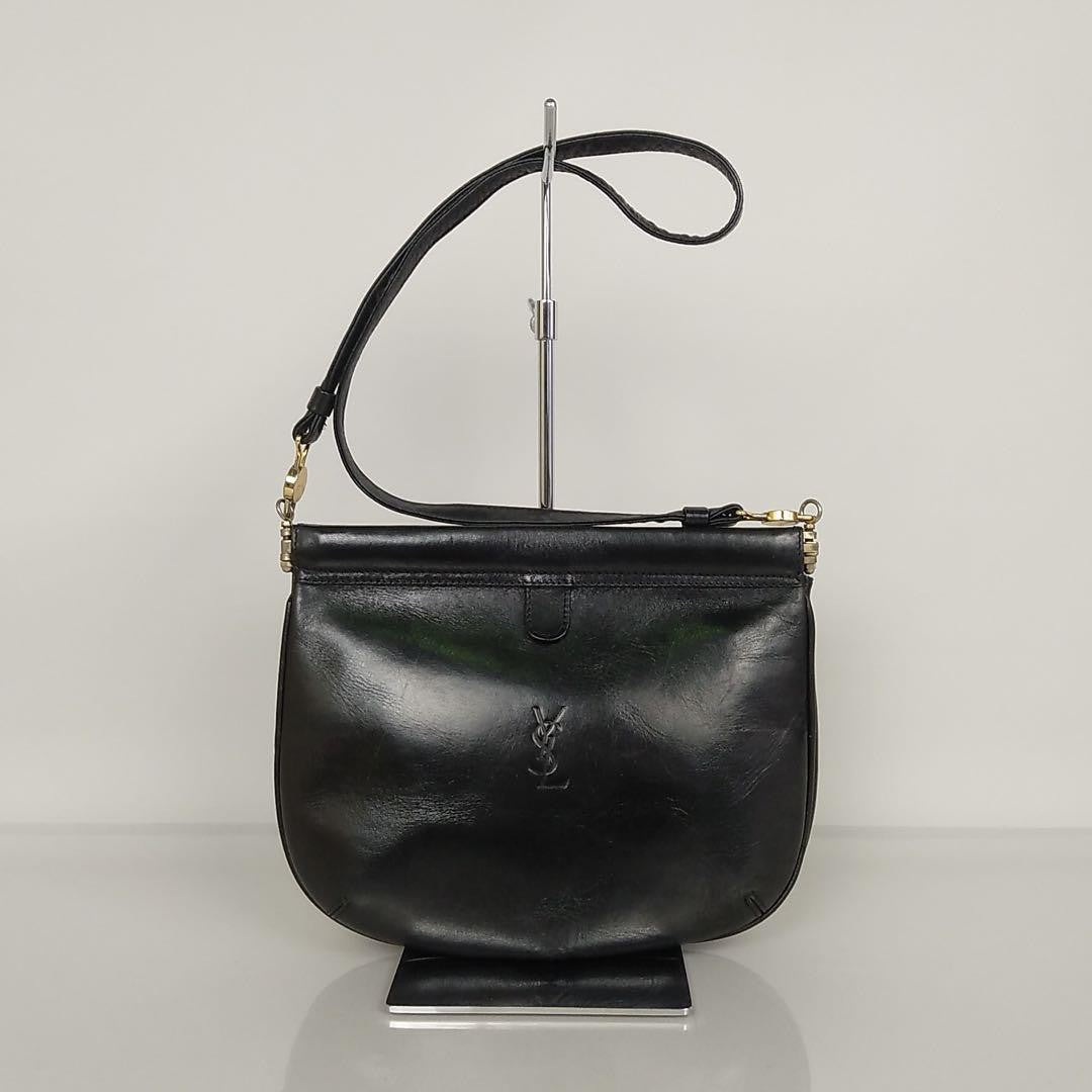 Saint Laurent Shoulder Bag Purse YSL Cassandra Leather Black Authentic