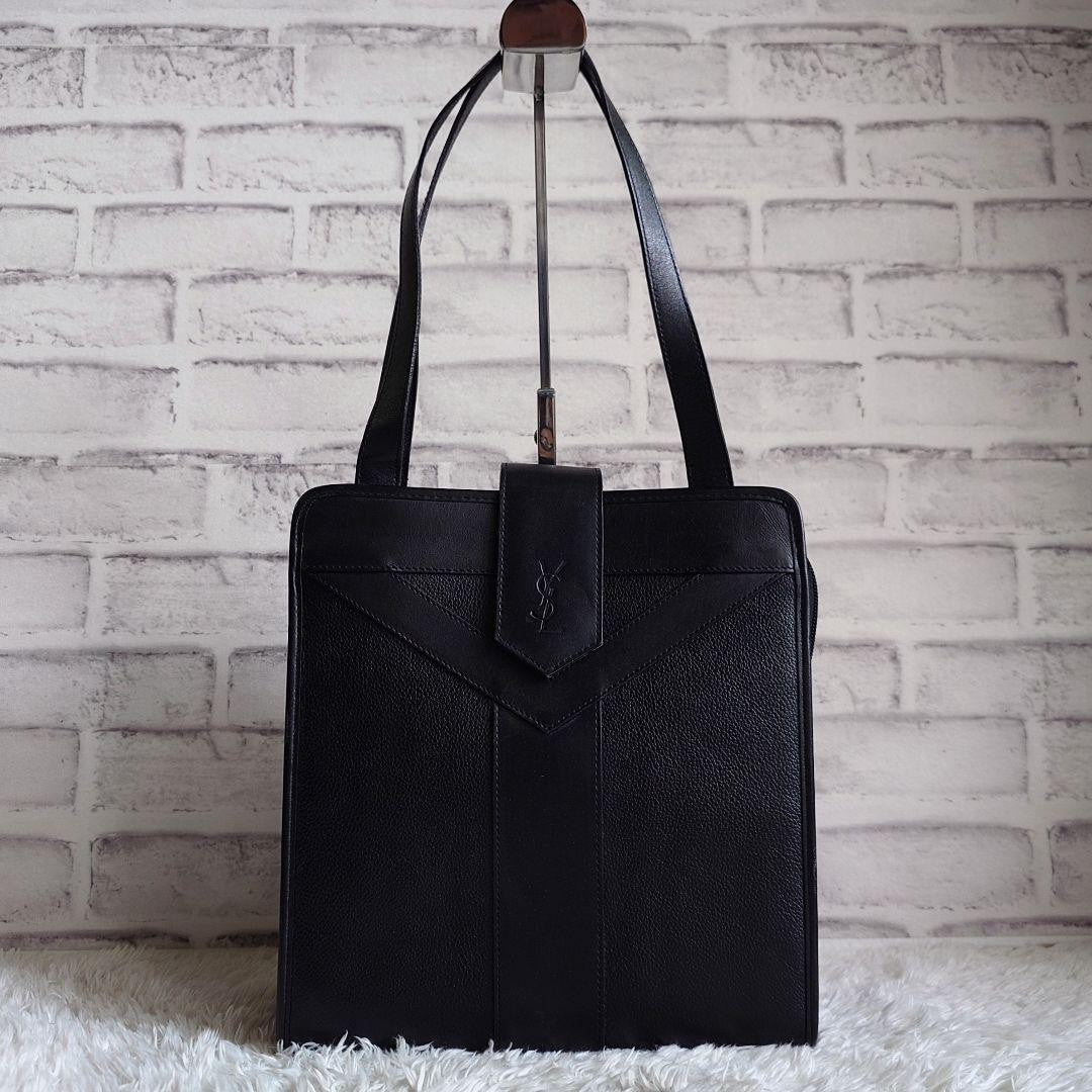 Saint Laurent Shoulder Bag Purse YSL Cassandra Leather Black Authentic