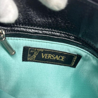 VERSACE Shoulder Bag Purse Leather Black Authentic