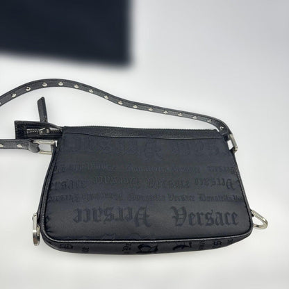 VERSACE Shoulder Bag Purse Leather Black Authentic