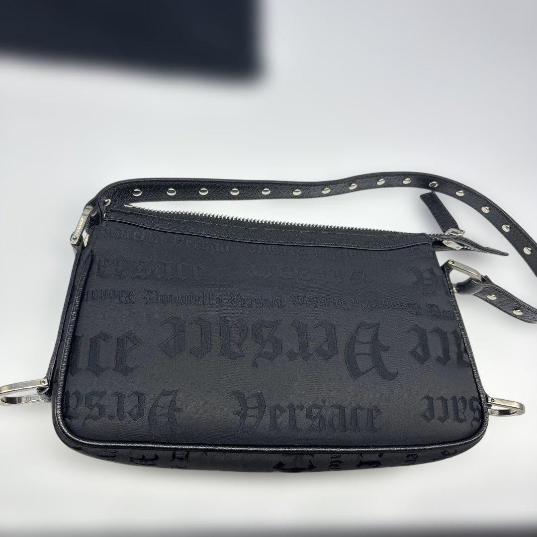 VERSACE Shoulder Bag Purse Leather Black Authentic