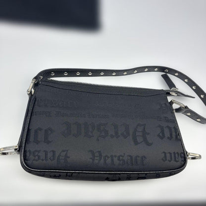 VERSACE Shoulder Bag Purse Leather Black Authentic