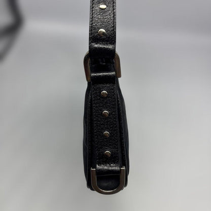 VERSACE Shoulder Bag Purse Leather Black Authentic