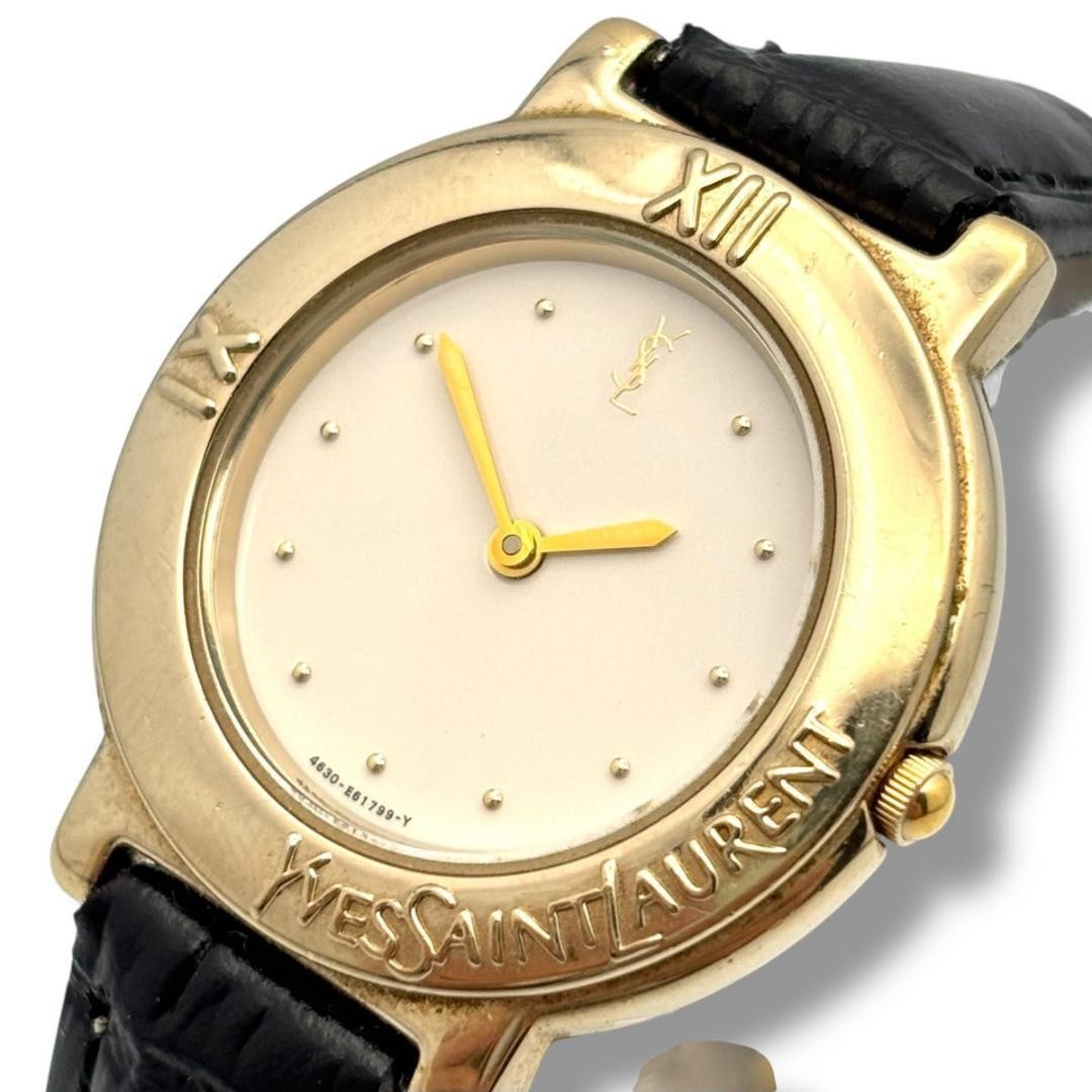 Saint Laurent Quartz Watch Wristwatch YSL Cassandra Gold Women's Auth