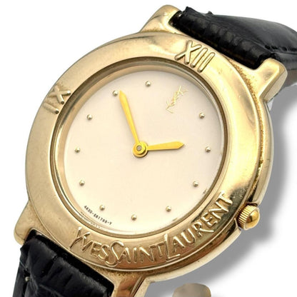 Saint Laurent Quartz Watch Wristwatch YSL Cassandra Gold Women's Auth