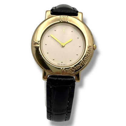 Saint Laurent Quartz Watch Wristwatch YSL Cassandra Gold Women's Auth