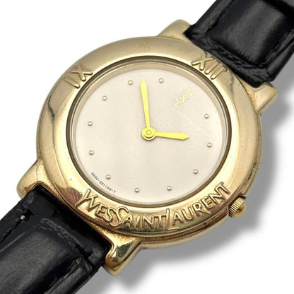Saint Laurent Quartz Watch Wristwatch YSL Cassandra Gold Women's Auth