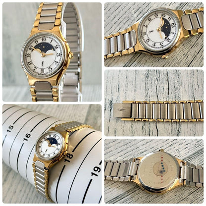 Saint Laurent Quartz Watch Wristwatch YSL Cassandra Gold Silver Women's Auth