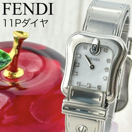 FENDI Quartz Watch Wristwatch FF Logo Silver Women's Authentic