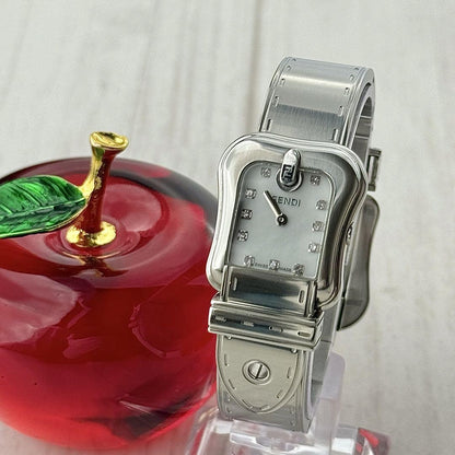 FENDI Quartz Watch Wristwatch FF Logo Silver Women's Authentic