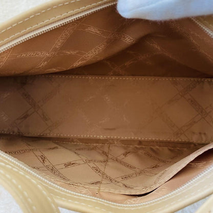 Longchamp Shoulder Bag Purse Leather Beige Authentic