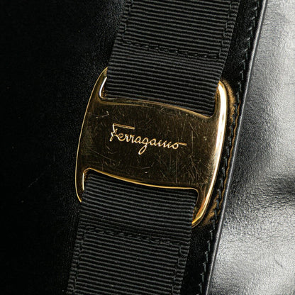 Salvatore Ferragamo Shoulder Bag Purse Leather Black Authentic