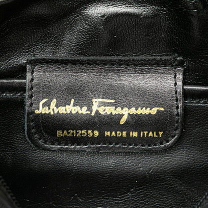 Salvatore Ferragamo Shoulder Bag Purse Leather Black Authentic