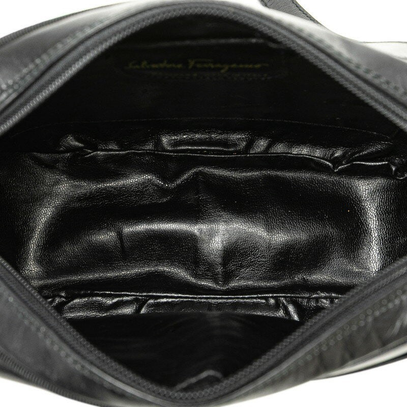 Salvatore Ferragamo Shoulder Bag Purse Leather Black Authentic