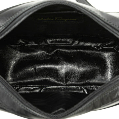 Salvatore Ferragamo Shoulder Bag Purse Leather Black Authentic