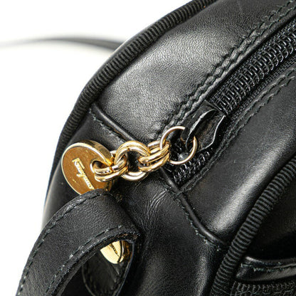 Salvatore Ferragamo Shoulder Bag Purse Leather Black Authentic