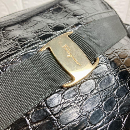 Salvatore Ferragamo Shoulder Bag Purse Black Authentic