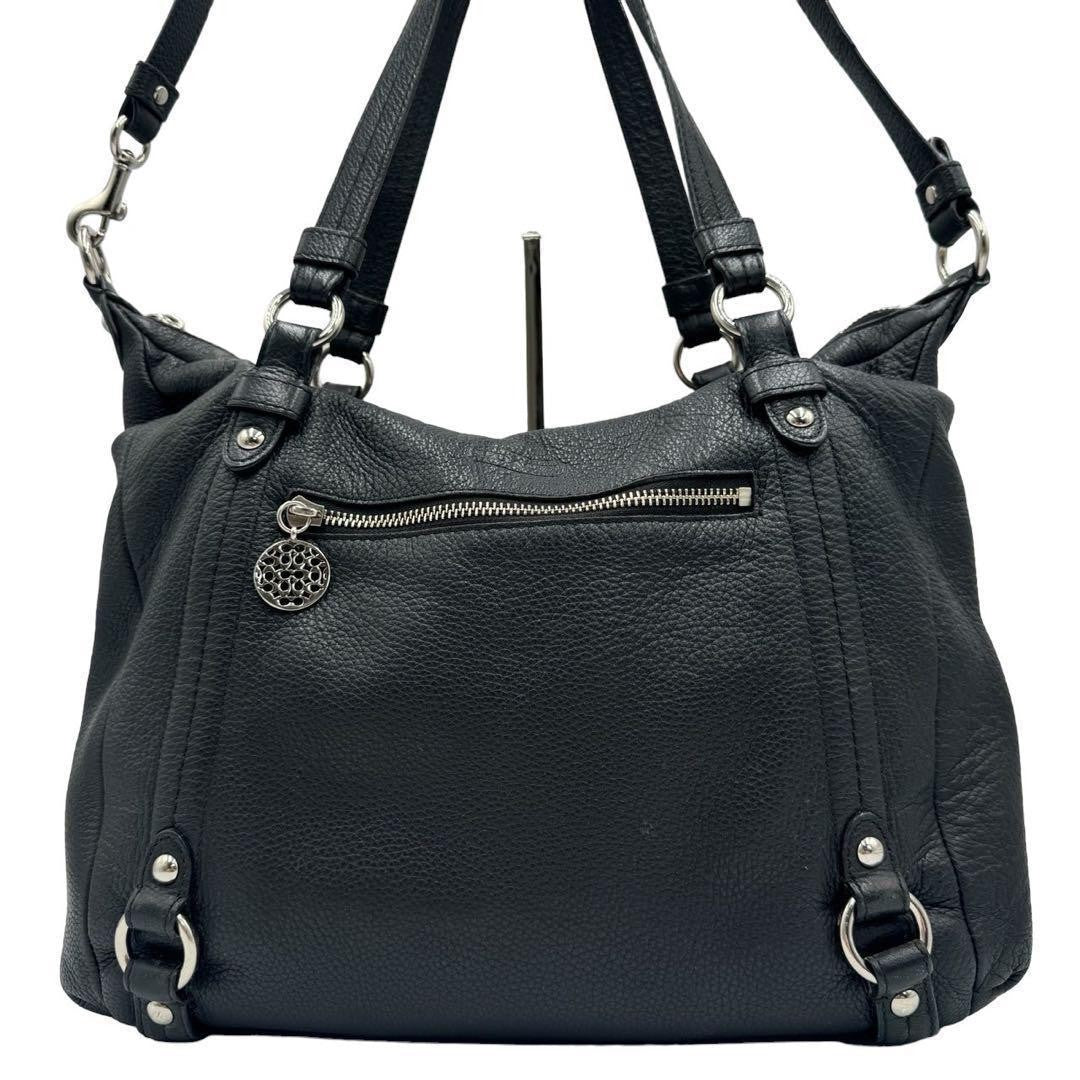 COACH Shoulder Bag Purse Leather Black Authentic