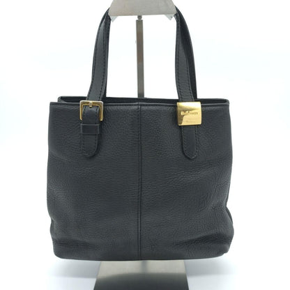 BURBERRY Hand Bag Tote Purse Nova Check Leather Black Authentic