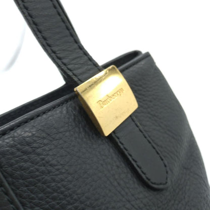 BURBERRY Hand Bag Tote Purse Nova Check Leather Black Authentic