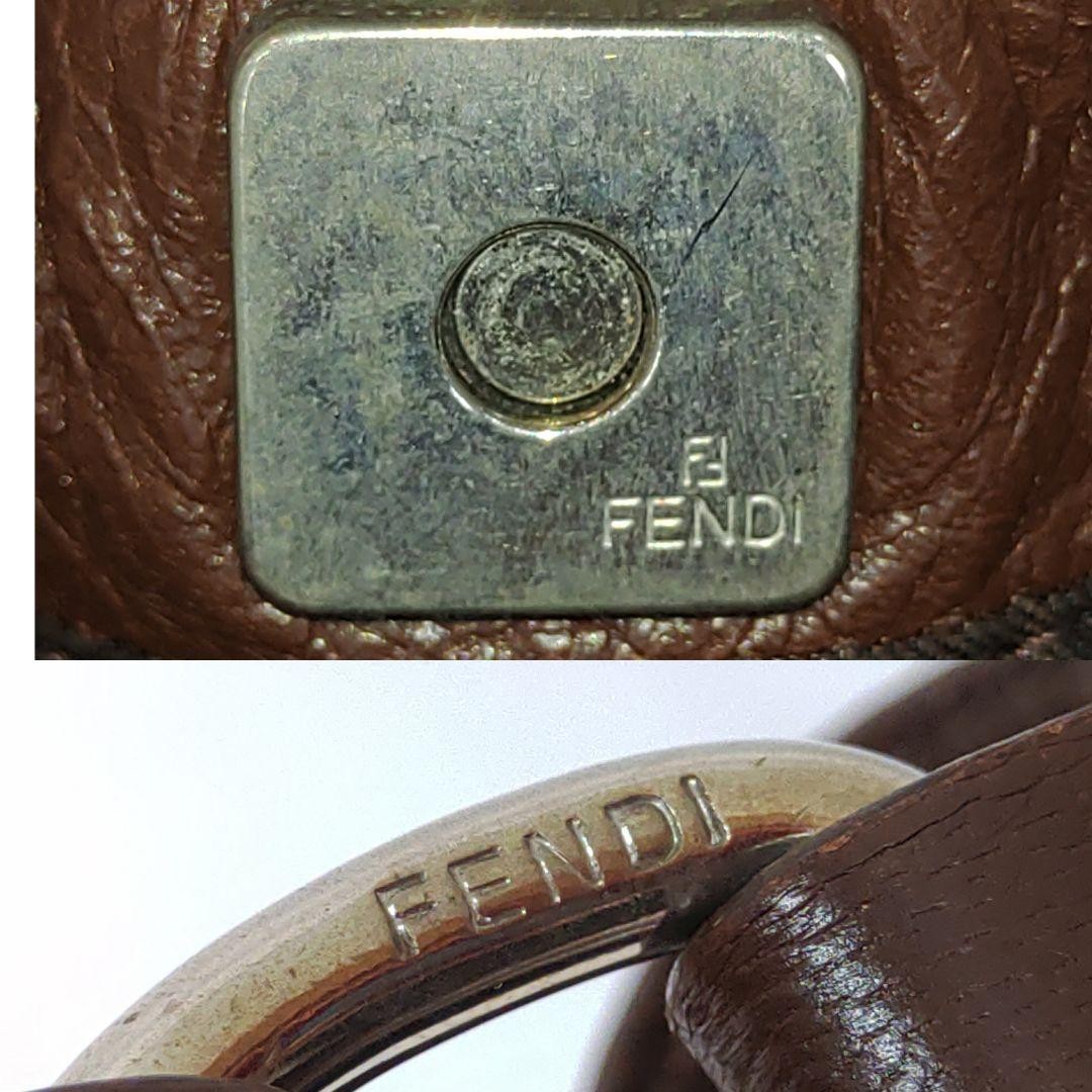 FENDI Shoulder Bag Purse FF Leather Brown Authentic