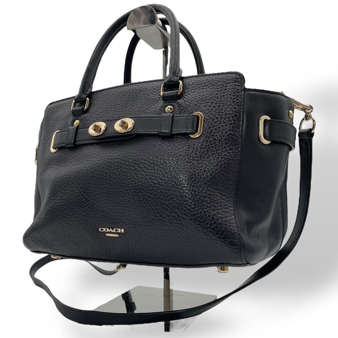 COACH Hand Shoulder Bag Tote Purse Leather Black Authentic