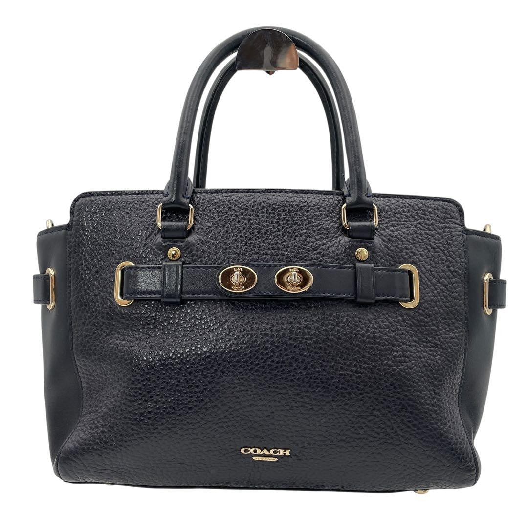 COACH Hand Shoulder Bag Tote Purse Leather Black Authentic