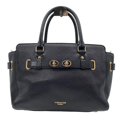 COACH Hand Shoulder Bag Tote Purse Leather Black Authentic