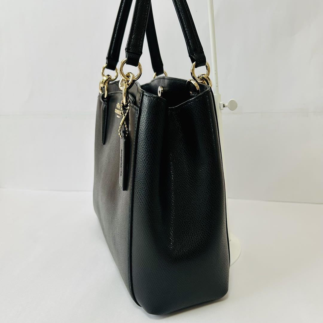 COACH Hand Shoulder Bag Tote Purse 2way Leather Black Authentic