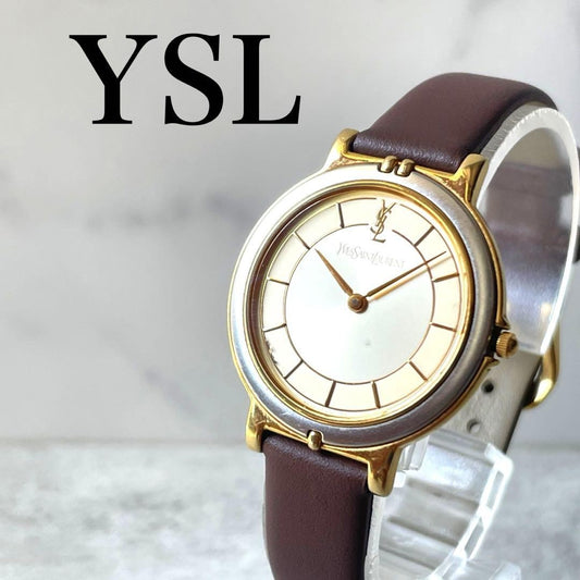 Saint Laurent Quartz Watch Wristwatch YSL Cassandra Gold Silver Women's Auth
