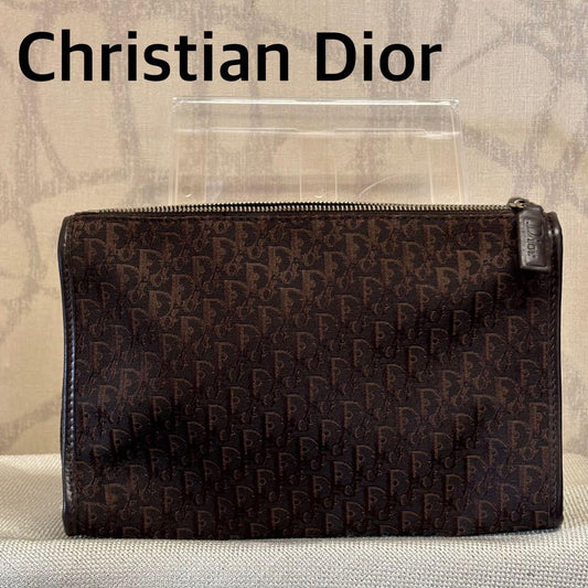 Christian Dior Clutch Bag Second Bag Trotter Brown Authentic