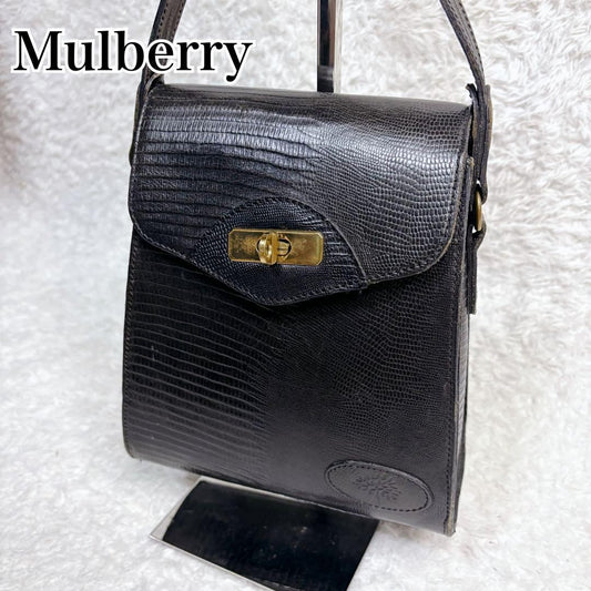 MULBERRY Shoulder Bag Purse Leather Black Authentic