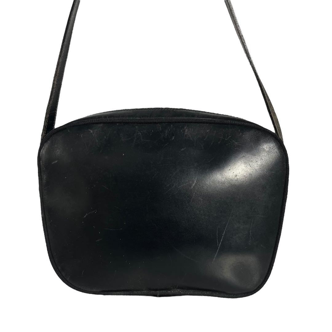 Salvatore Ferragamo Shoulder Bag Purse Gancini Leather Authentic Black