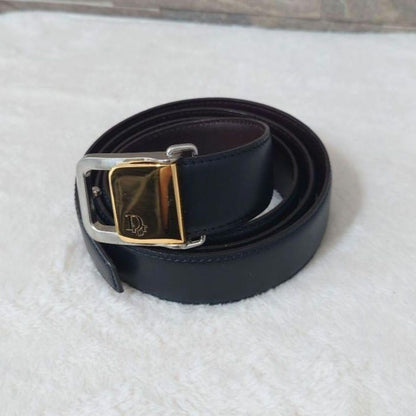Christian Dior Men's Belt Logo Leather Black Brown Authentic