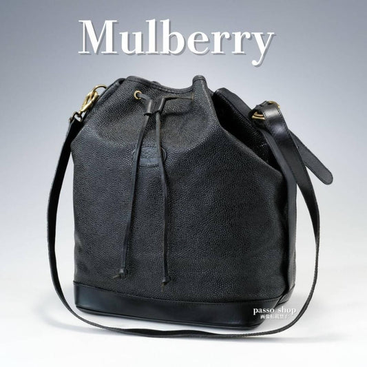 MULBERRY Shoulder Bag Purse Leather Black Authentic