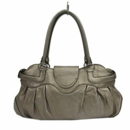Salvatore Ferragamo Hand Bag Tote Purse Gancini Leather Champagne Gold Authentic