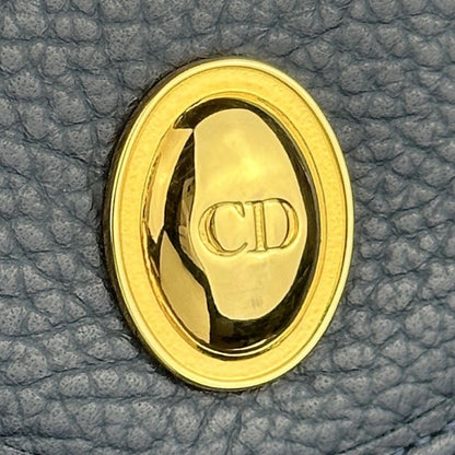 Christian Dior Shoulder Bag Purse CD Leather Navy Authentic