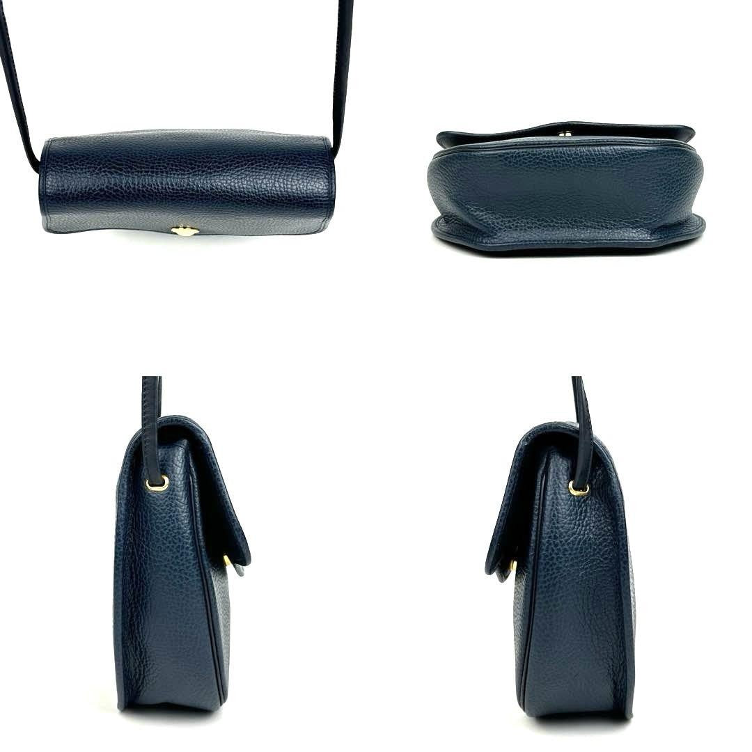 Christian Dior Shoulder Bag Purse CD Leather Navy Authentic